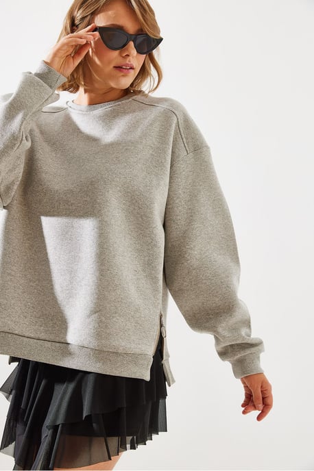 Sweater met Ritsdetail en Ronde Hals - Image 3