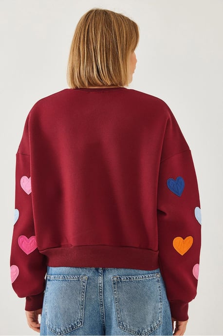 Geborduurd Hartpatroon Crewneck Sweatshirt - Image 2