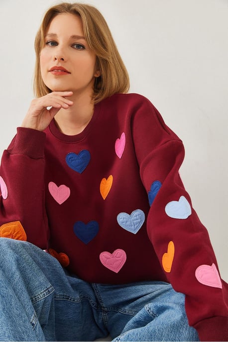 Geborduurd Hartpatroon Crewneck Sweatshirt - Image 4