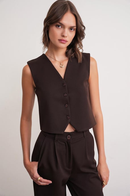 V-hals Geknoopte Vest - Image 3