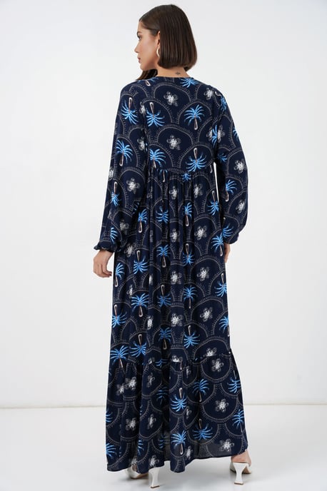 Tropical Printed Maxi Dress with Button Closure - Image 6