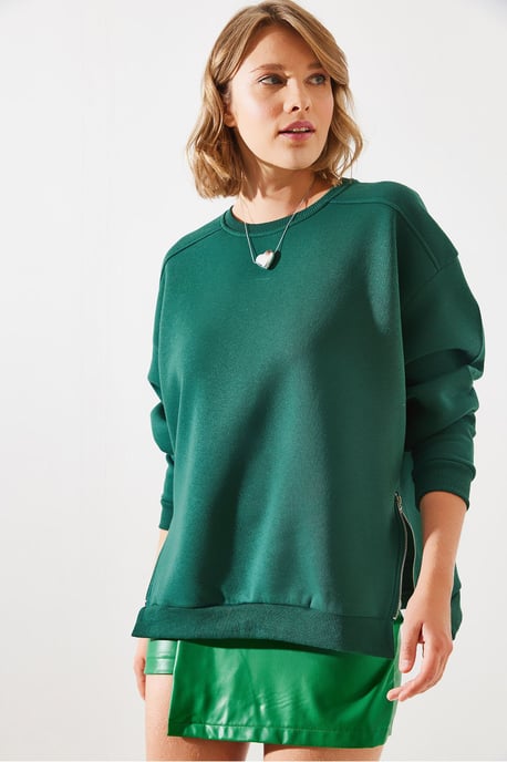 Crew Neck Sweatshirt met Ritssluiting Details - Image 6