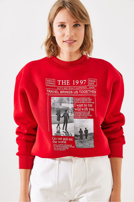 Achteraf Gedrukte Crew Neck Sweatshirt met Motiverende Quote - Image 3