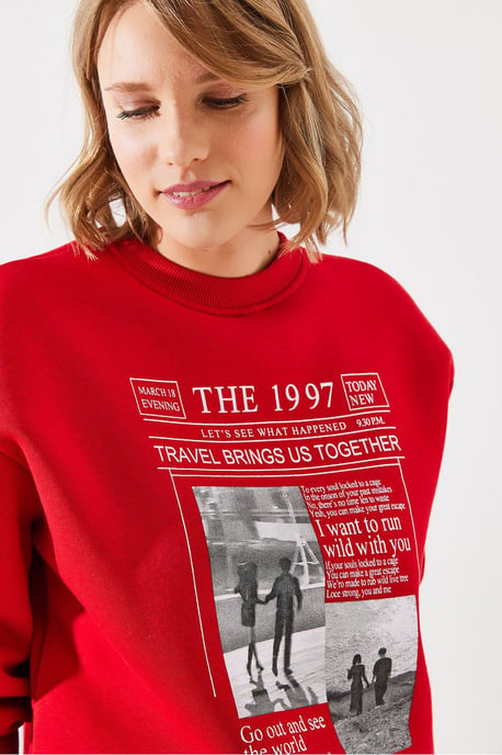 Achteraf Gedrukte Crew Neck Sweatshirt met Motiverende Quote - Image 4