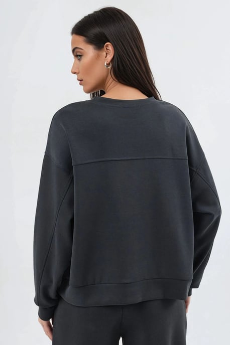 Avslappnad passform crew neck modal sweatshirt - Image 3