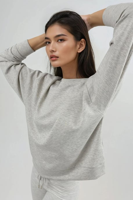 Avslappnad passform Crew Neck Modal Sweatshirt - Image 2