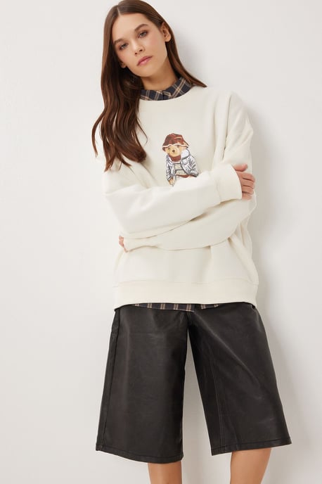 Överdimensionerad crew neck sweatshirt med tryckdetalj - Image 2