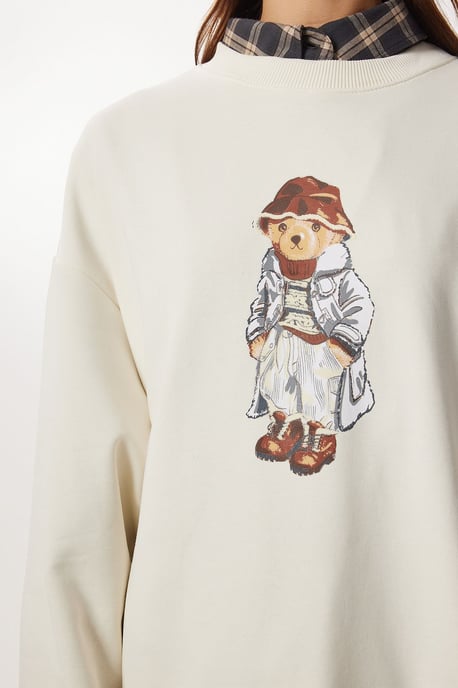Överdimensionerad crew neck sweatshirt med tryckdetalj - Image 3