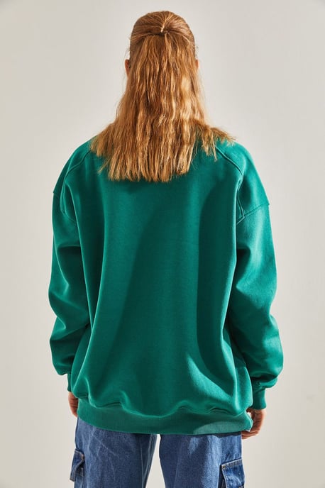 Oversized Crew Neck Knitted Sweatshirt - Image 2