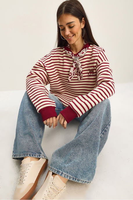Gestreepte Hoodie met Trekkoord - Image 1