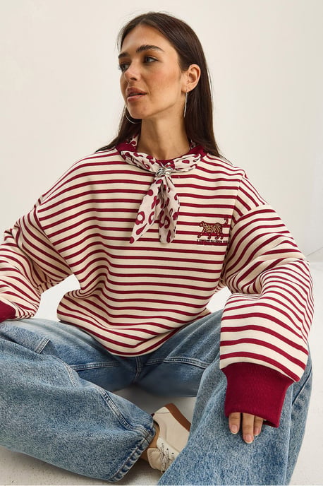 Gestreepte Hoodie met Trekkoord - Image 4