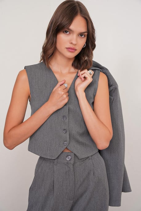 V-hals Geknoopte Vest - Image 3