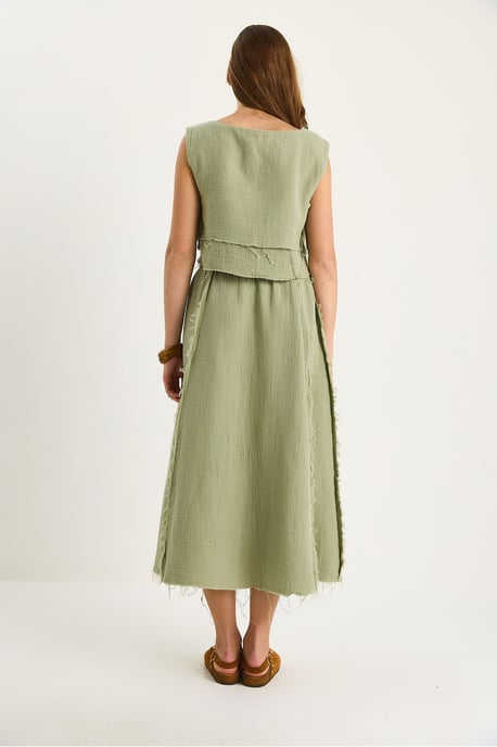 Textured Blouse & Skirt Muslin Fabric Two-Piece Set - Image 6
