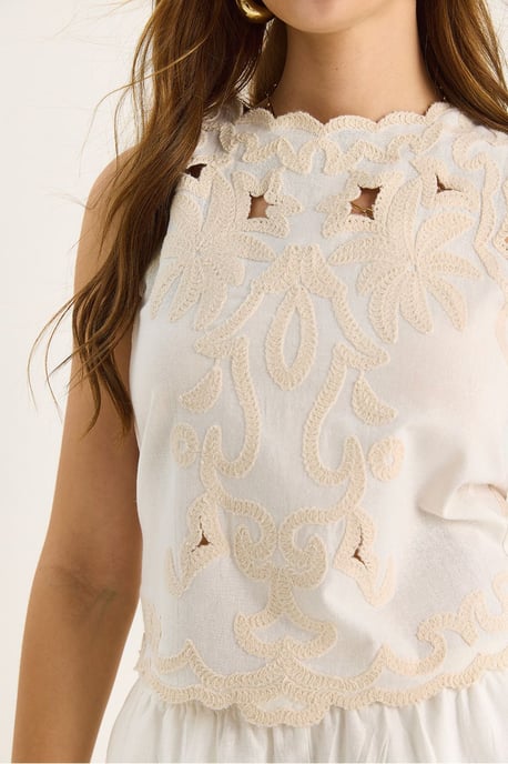 Abstract Geborduurde Blouse met Ronde Hals - Image 6