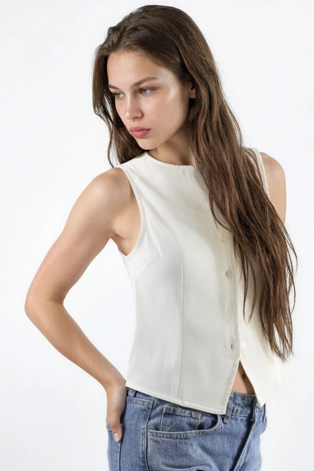 Buttoned Sleeveless Top - Image 2