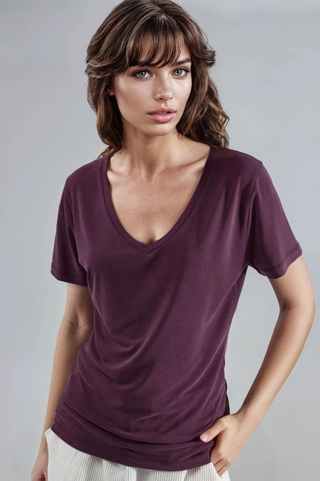 V-hals Korte Mouwen Modal Blouse - Image 1