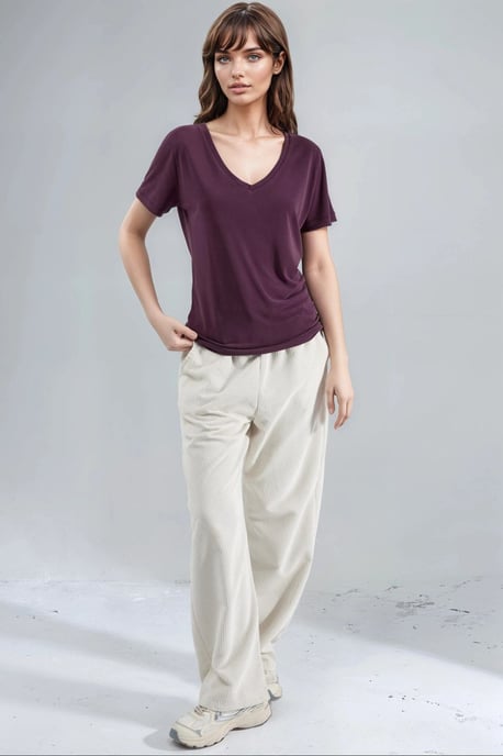 V-hals Korte Mouwen Modal Blouse - Image 4