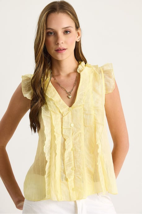 Volang Draperad V-ringad Blus - Image 3