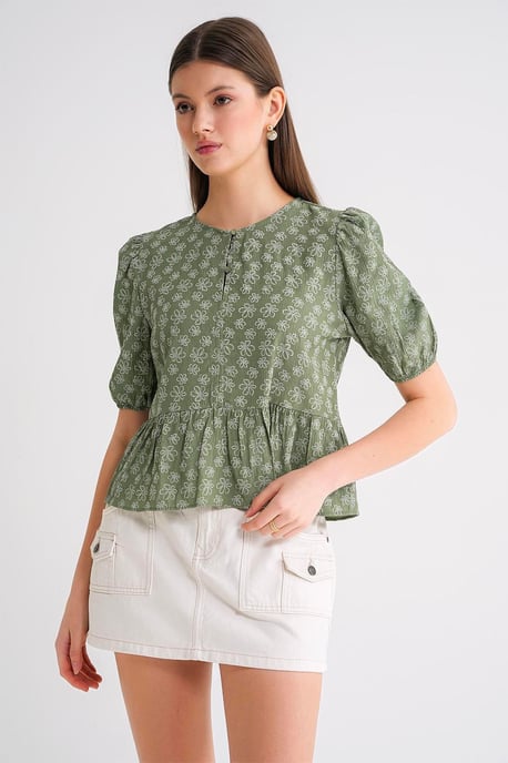 Rimpelige Crew Neck Blouse - Image 1