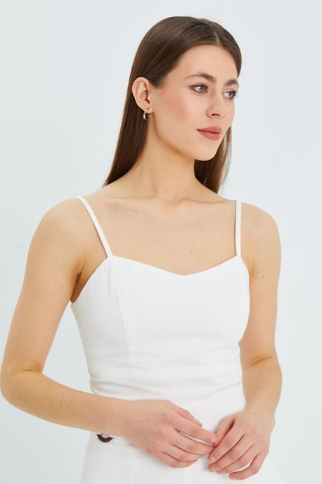 Hart Kraag Getailleerde Croplange Blouse - Image 3