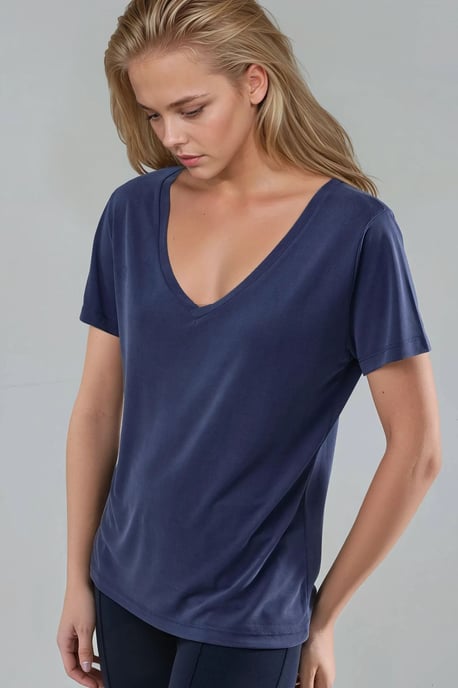 V-hals Korte Mouw Modal Blouse - Image 2