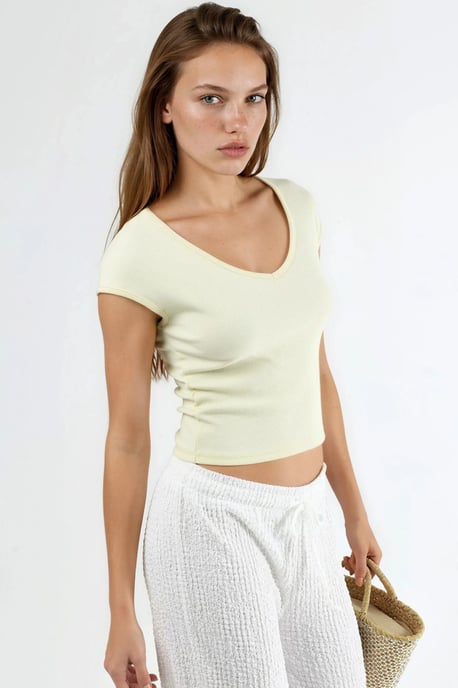 V-hals Geribde Blouse - Image 2