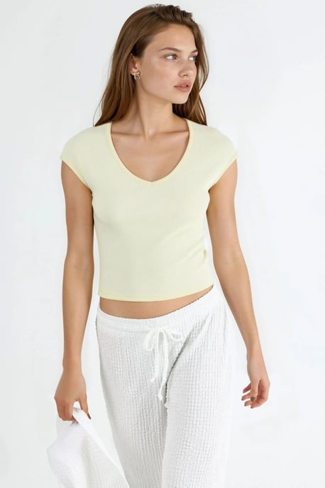 V-hals Geribde Blouse - Image 4