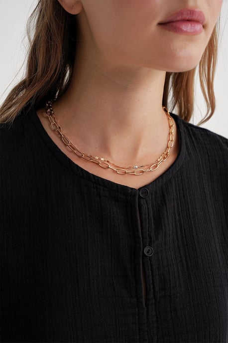 Getextureerde Muslin Crew Neck Blouse met Knoopsluiting - Image 5