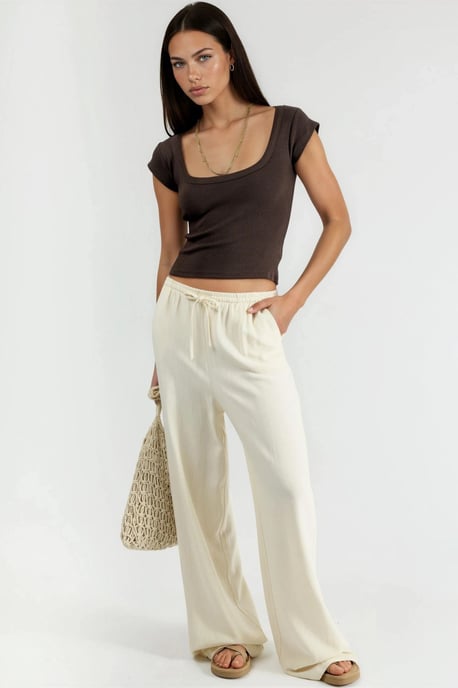 Slim Fit Ribbed U Collar Blouse - Image 5