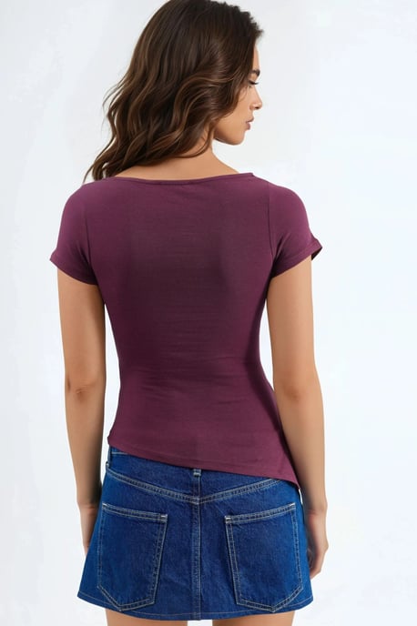 Slim Fit Slitschoot Gedrapeerde Blouse - Image 3