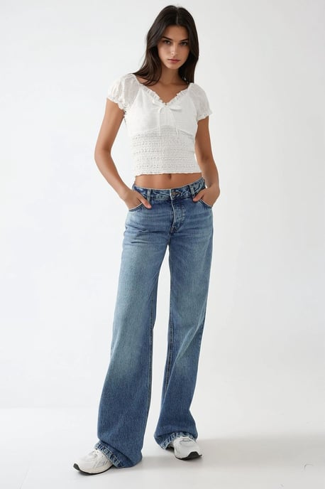 V-neck Wrap Top with Embroidery - Image 3