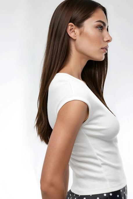 V-hals Geribbelde Blouse - Image 3