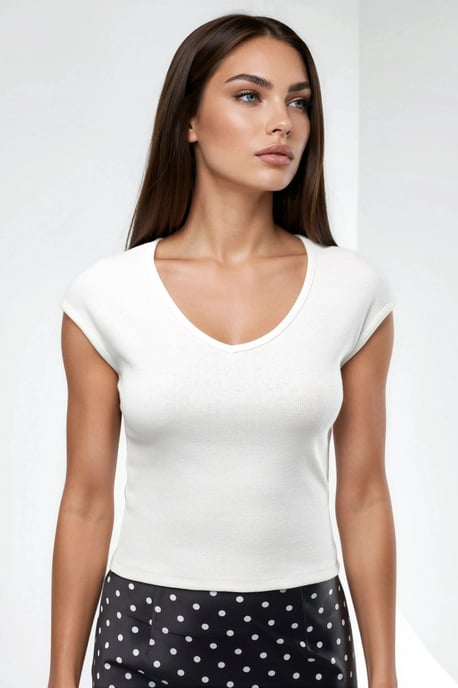 V-hals Geribbelde Blouse - Image 4