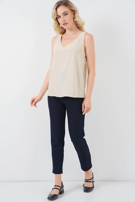 Gestructureerde V-hals Mouwloze Blouse - Image 2