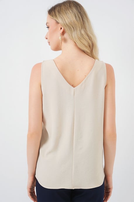 Gestructureerde V-hals Mouwloze Blouse - Image 6