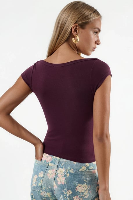 Slim Fit Boat Neck Blouse - Image 3