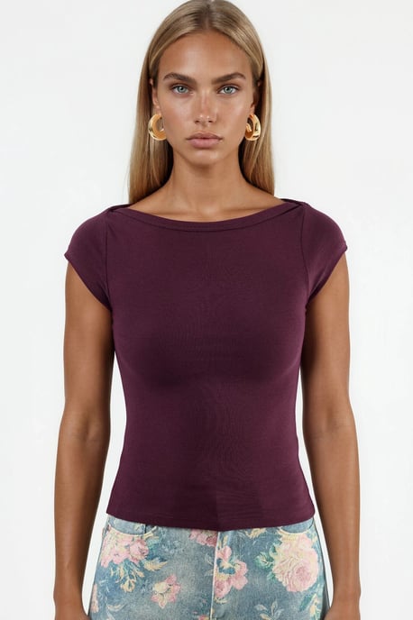Slim Fit Boat Neck Blouse - Image 6