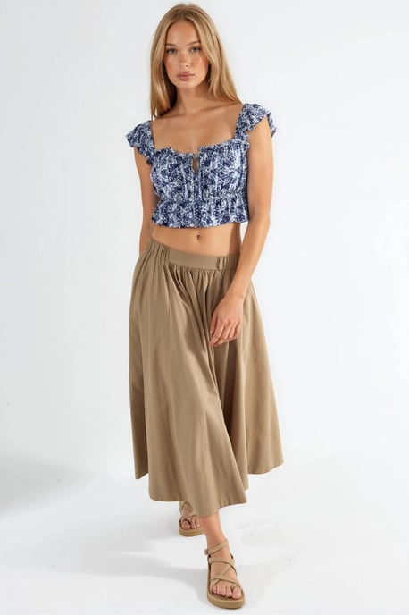 Gerimpelde Vierkante Kraag Gedrukte Blouse - Image 4