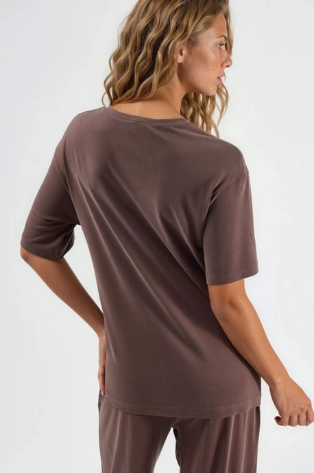 Losse Fit Crew Neck Modal Blouse met Strikdetail - Image 3