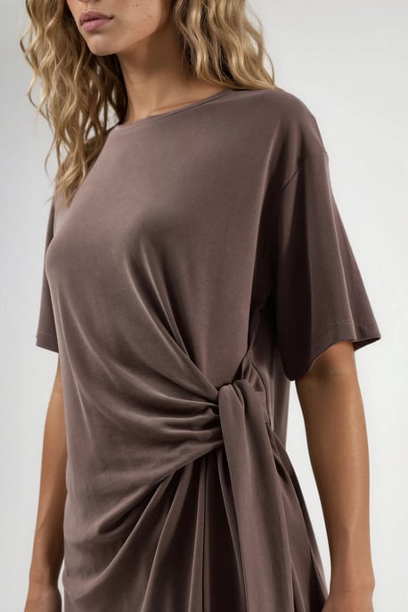 Losse Fit Crew Neck Modal Blouse met Strikdetail - Image 4