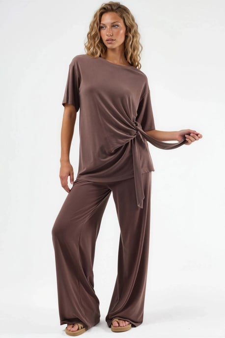 Losse Fit Crew Neck Modal Blouse met Strikdetail - Image 5