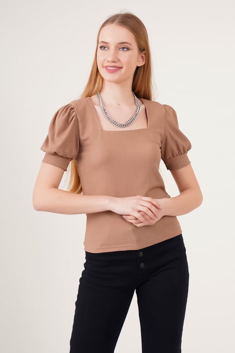 Slim fit fyrkantig krage blus - Image 4