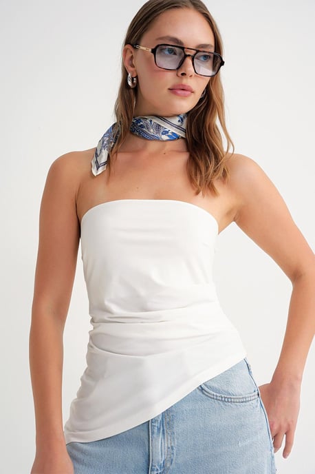 Strapless Geplooide Blouse - Image 3