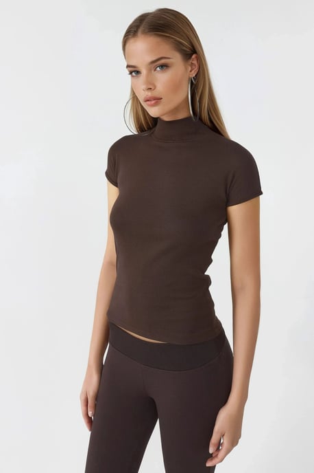 Fitted Halve Turtle-Neck Katoenen Blouse - Image 6