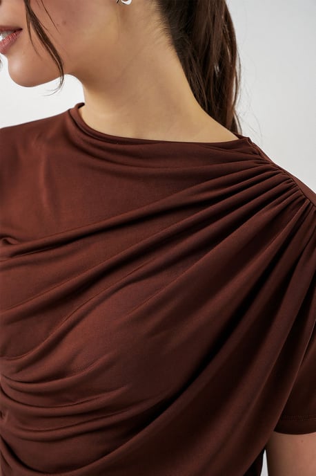 Fitted Blouse met Rimpeldetail en Ronde Hals - Image 3