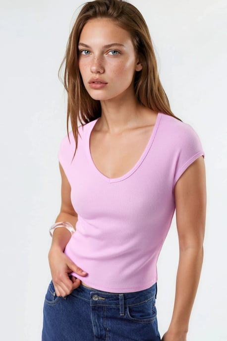 V-hals Ribbels Blouse - Image 1