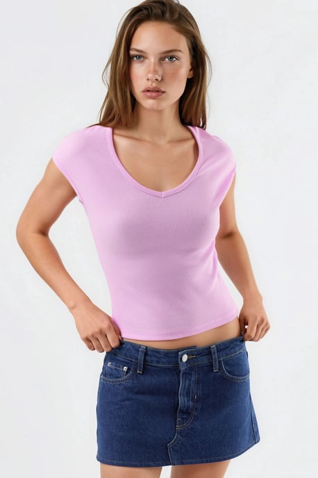 V-hals Ribbels Blouse - Image 2