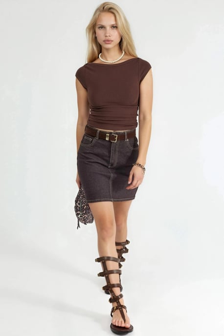 Slim Fit Boat Neck Blouse - Image 4