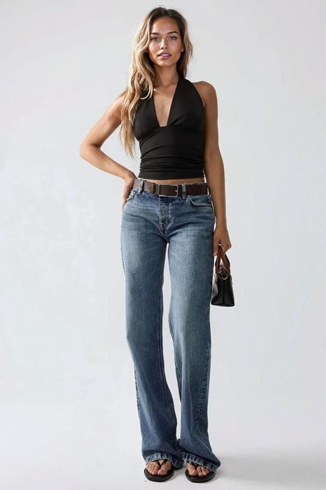 Slim Fit V-ringad Stickad Topp - Image 5