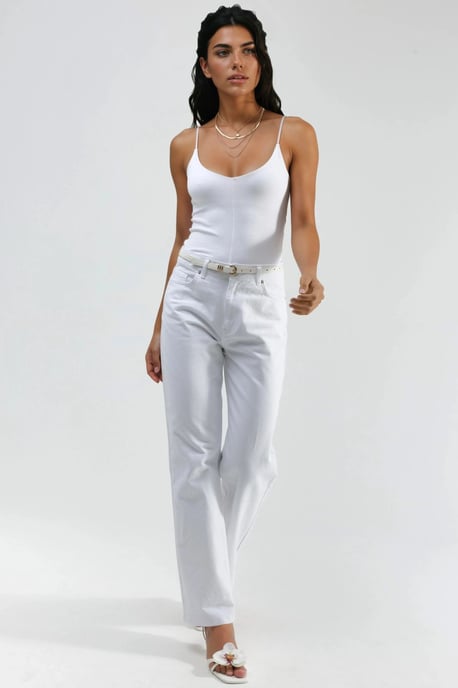 Slim Fit Geribde V-hals Blouse - Image 4